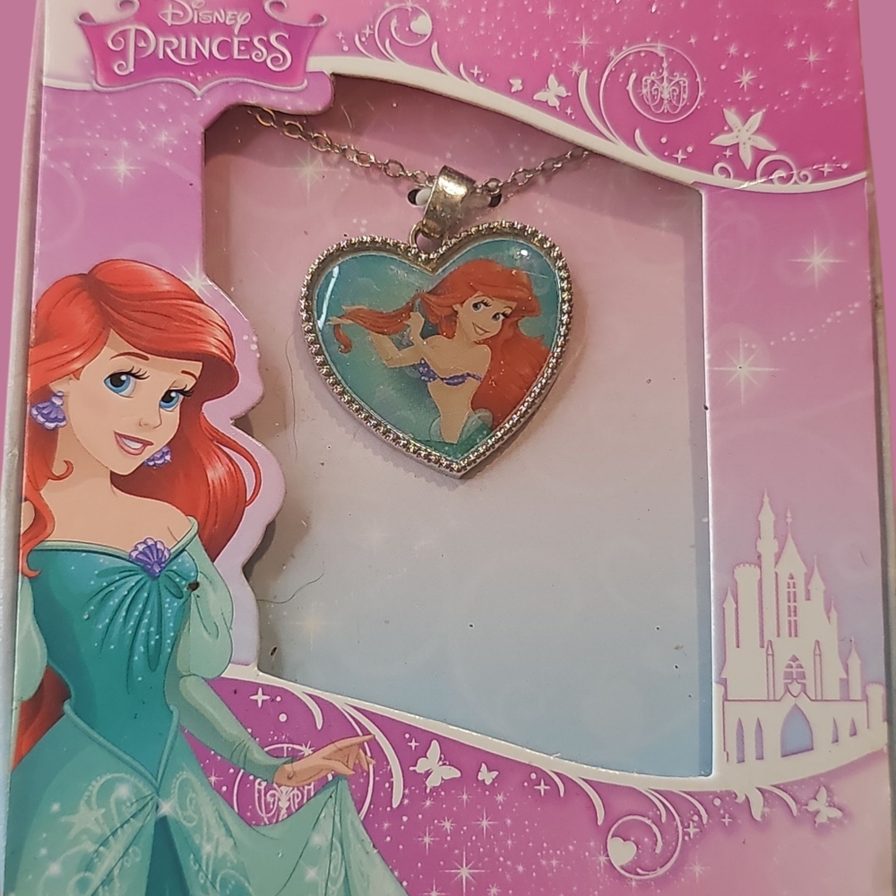 Disney Ariel Heart Necklace with Blue and Silver Accents